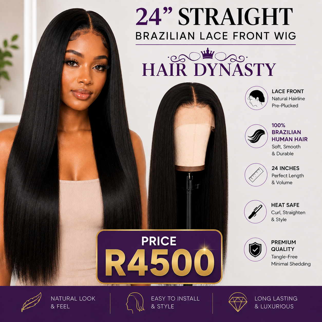 22" Deep Wave Brazilian Lace Front Wig